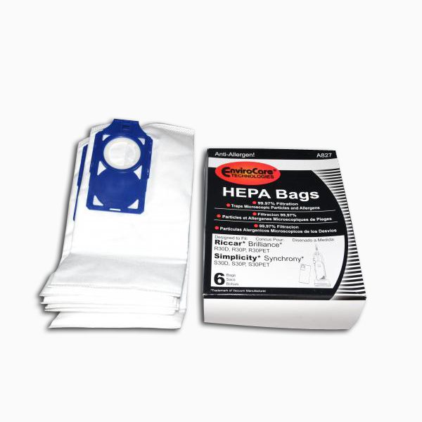 Riccar Simplicity S30 Vacuum Cleaner Paper Bags 6Pk #A827