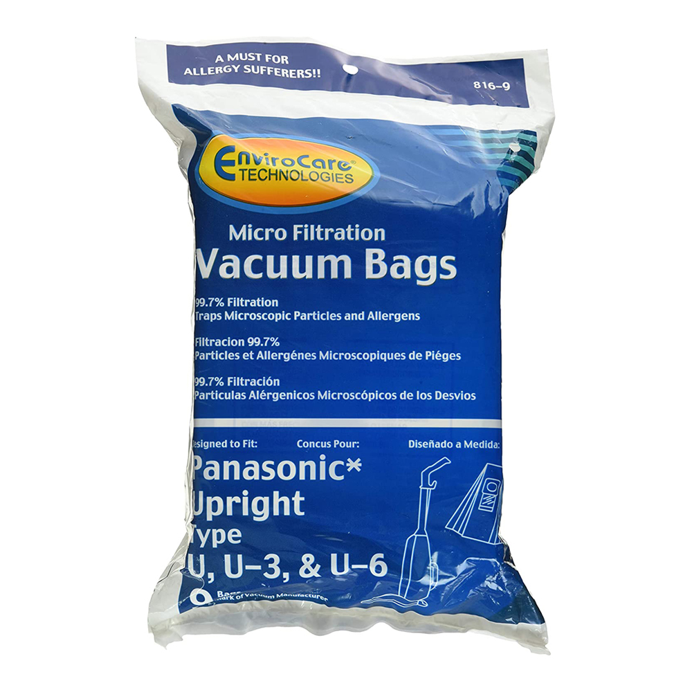 Replacement Micro Filtration Vacuum Cleaner Dust Bags to fit Panasonic Types U, U-3, U-6-9 Bags