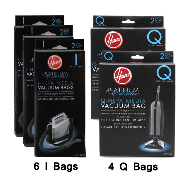 5 Hoover Platinum Upright Type Q Hepa Replacement bags AH10000 