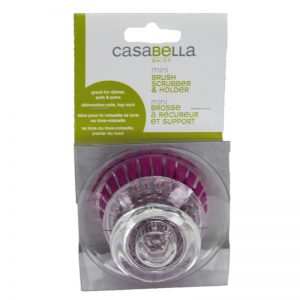 Casabella 15571, Mini Scrubber Brush With Holder 1PK Assorted Colors