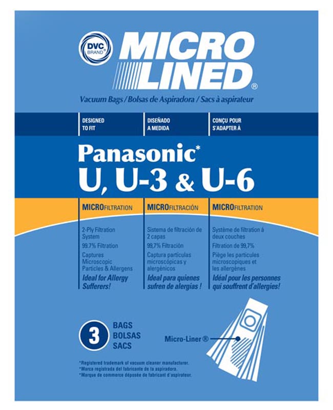 DVC Panasonic Style U U3 and U6 Micro Lined Paper Vacuum Bags 435597 for sale online 