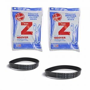 Genuine Hoover Upright Vacuum Cleaner Type Z Filter Bags 6Pk With 2PK Elite Vacuum Cleaner Belts.
